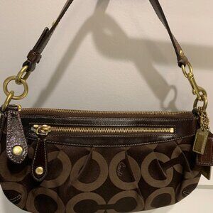 Coach Madison Op Art Signature Collection Small Brown Hobo Bag